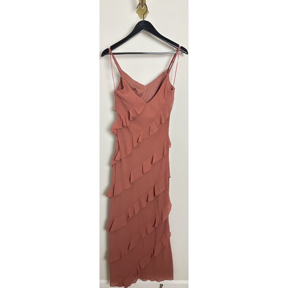PETAL & PUP Ciao Ruffle Chiffon Gown in Rosewood Size Small - Picture 5 of 8